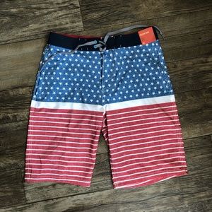 Red, White & Blue Swim Trunks